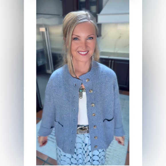 NWT BLUE CARDIGAN SWEATER-S - Picture 3 of 14